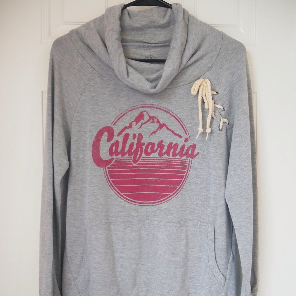 Gray Cowl-Neck Sweatshirt